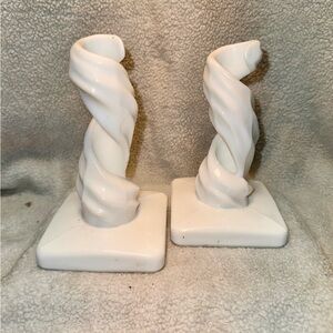 Vtg Westmoreland lotus milk glass Sprial CANDLE STICK holders